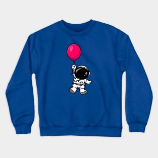 Cute Astronaut with Red Balloon Crewneck Sweatshirt